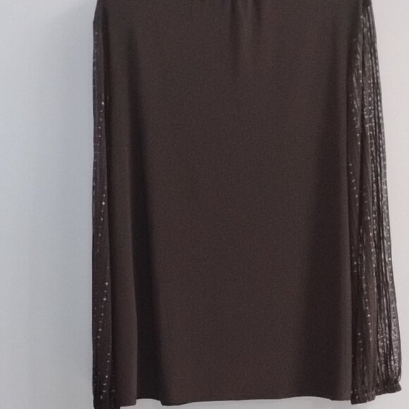 Anne Klein Black Blouse with Sheer Glitter Sleeves Size Large - Picture 5 of 5